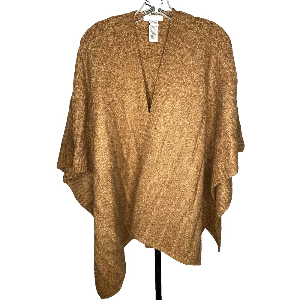 Cupcakes And Cashmere Cable-knit Sweater Poncho Cardigan‎ Beige Boho one size